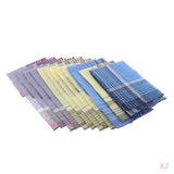Maxbell 24Pack Men's Plaid Pattern Cotton Handkerchiefs Classic Pocket Square Hanky