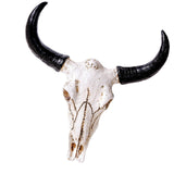 Maxbell Animal Figurine Simulation Horn Cow Skull Wall Sculpture for Living Room