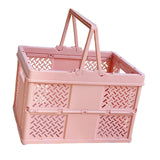 Maxbell Foldable Picnic Basket Medium Shopping Basket for Barbecue Household Outdoor Pink
