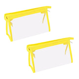 Maxbell 2Pcs Zipper Pencil Bag Transparent Pencil Case Makeup Cosmetic Bags File Pen yellow