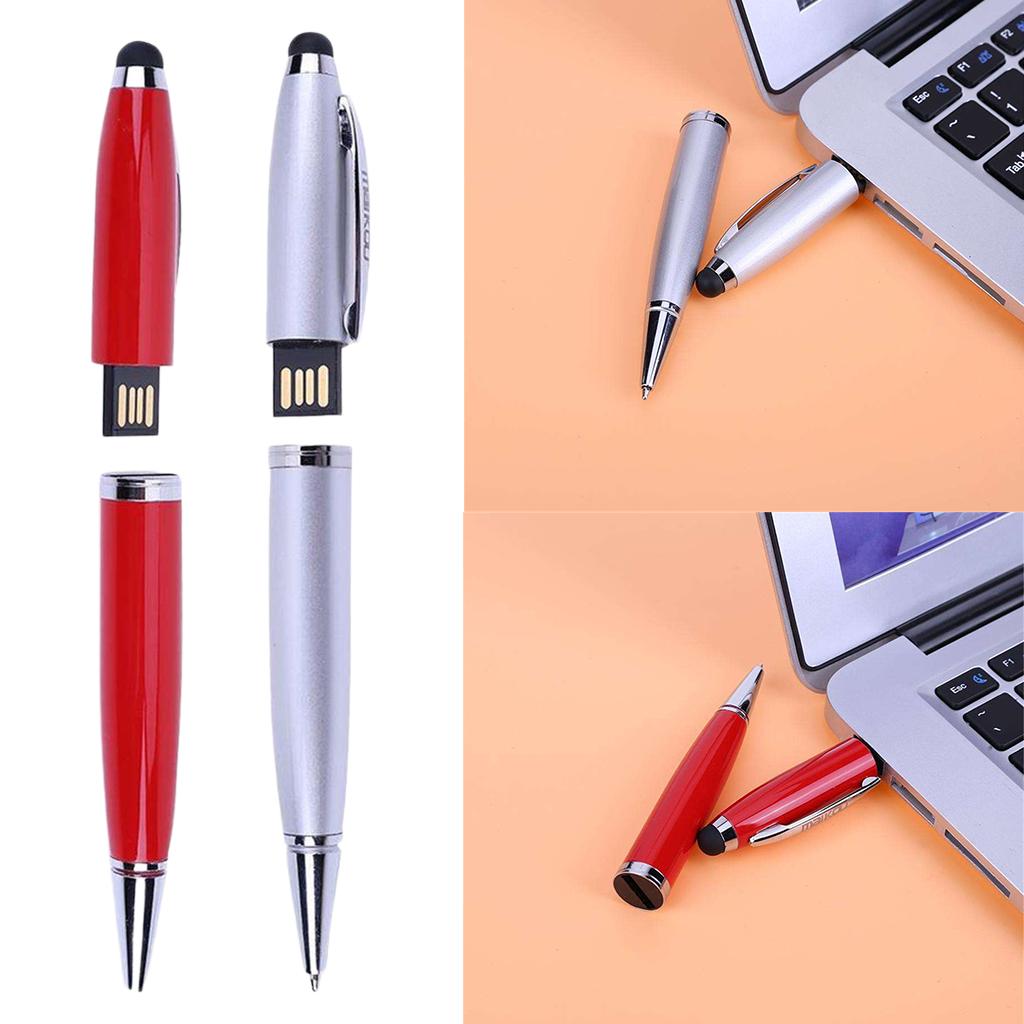 2 Pcs 3in1 USB 2.0 Flash U Disk Screen Stylus Pen Writing Ballpoint Pen 32GB