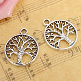 Maxbell 50Pcs Antique Silver Tree of Life Circle Charms Pendants Jewelry Findings - Aladdin Shoppers