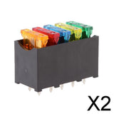 Maxbell 2xCar 5 Way Blade Fuse Box Holder Distribution Block Fusebox With ATC Fuses