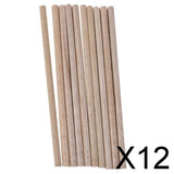 Maxbell 12x10pcs Natural Wood Sticks DIY Hobby Craft 8x8mm