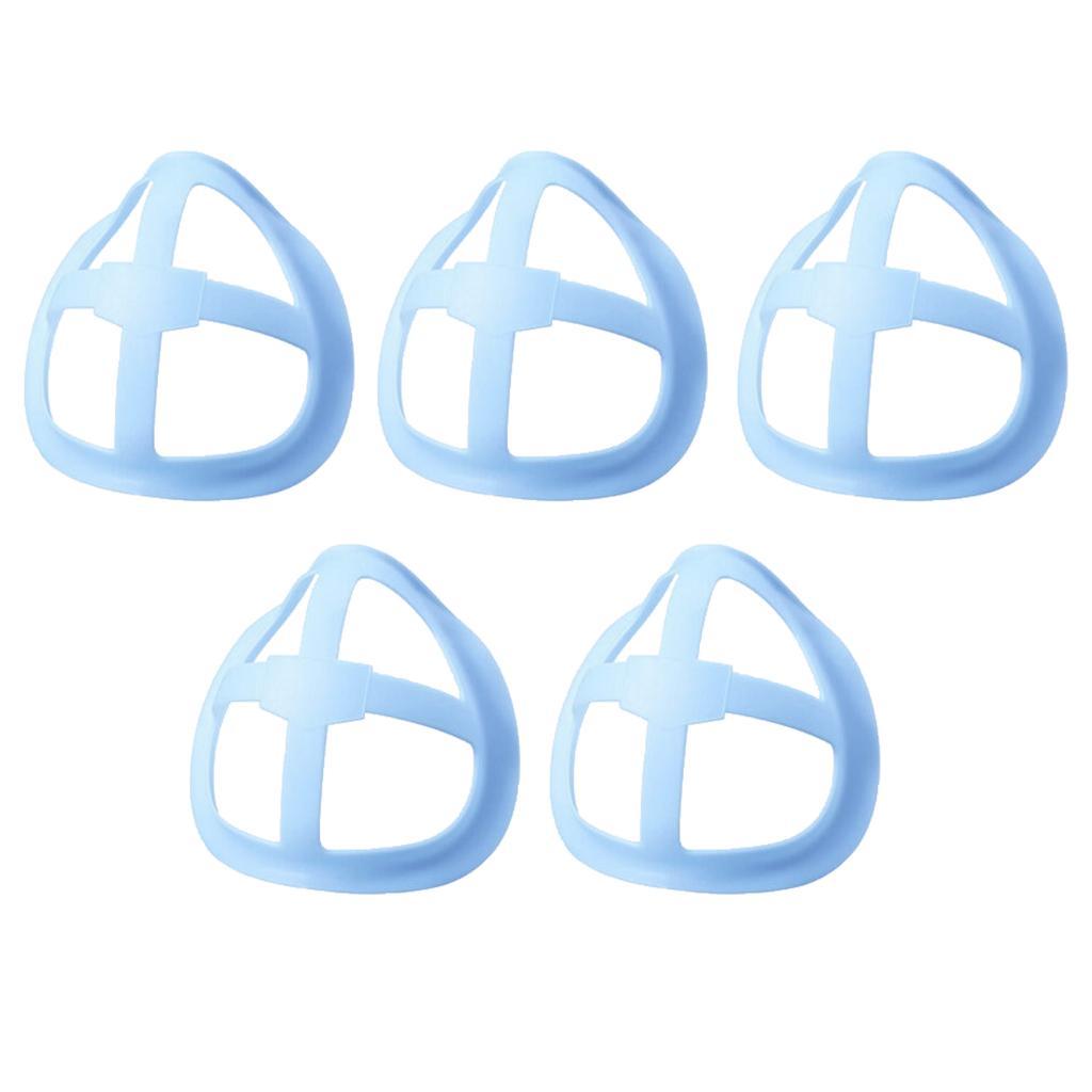 Maxbell 3D Face Mask Inner Bracket Lipstick Protector Support Holders Blue 5Pcs