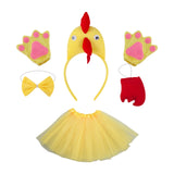 Maxbell Chicken Costume with Tie Tail Gloves Accessories for Holiday Halloween Girls Yellow with Red Tail