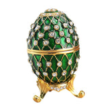 Easter Egg Shape Trinket Box Organizer Bracelets Enameled Hinged Trinket Box Green