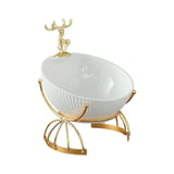 Maxbell Deer Desk Storage Tray Statue Fashion Jewelry Tray for Wedding Table Bedroom White