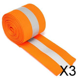 Maxbell 3x3 Meters Silver Reflective Tape Safty Strip Sew-on Lime Synth Fabric Orange