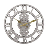 Maxbell Maxbell 12inch Decorative Quartz Round Clocks Outdoor Wall Clock Room Silver