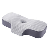 Maxbell Neck Pillow Washable Memory Foam Breathable Lightweight Cervical Pillow White Blue Gray