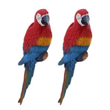 Maxbell 2x Realistic Parrot Resin Bird Animal Ornament Hanging 31cm Look Right Red
