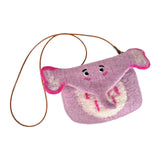 Maxbell Women Animal Shaped Bag Wool Felt Mini Handbag for Party Birthday Gift Beach Purple Red Color Elephant