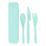 Maxbell Camping Slice Spoon Fork Set Camping Cutlery Set for Restaurant Hiking Hotel Light Green