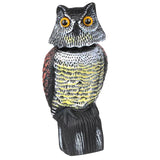Maxbell 2pcs Large Realistic Owl Decoy w/ Rotating Head Bird Crow Scarer Scarecrow