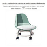 Maxbell 2-Piece Transparent Acrylic Stool Set with casters, Ergonomic Backrest & Soft padding, Modern Minimalist Small Rolling Chair for Home, Kids, Multi-Function, Moveable Green