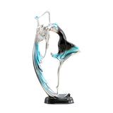 Maxbell Ballet Dancing Girl Statue Desktop Dancer Sculpture for Kitchen Indoor Shelf Blue S