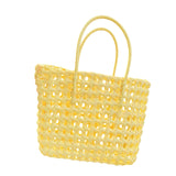 Maxbell Womens Woven Handbag Lightweight Top Handle Bag for Dating Holiday Commuting Yellow