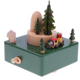 Maxbell Creative Wooden Musical Box Ornament Toy -Train Running Through the Cave D