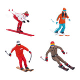 Maxbell 4Pcs 1/64 Scale Nordic Skiing Figure DIY Crafts for Doll House Decoration