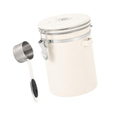Maxbell Coffee Canister Gadgets Coffee Storage Container for Tea Cookie Coffee Beans Beige White 1.8L