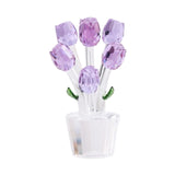 Maxbell Glass Roses Figurine 3D Wedding Roses Flowers Bouquets Ornament for Christmas purple