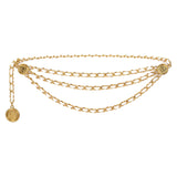 Maxbell 3xWaist Chain Belt Multilayer Trendy Fashion Charms for Dresses Gift Female White