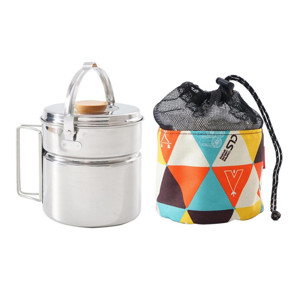 Maxbell Maxbell Stainless Steel Outdoor Cooking Camping Cookware Hanging Pan Pot 14x12cm