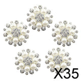 Maxbell 35xPhenovo Crystal Faux Pearl Flower Button Decoration DIY 30mm 5pcs Beige