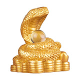 Chinese New Year Snake Statue Fengshui Figurine for Countertop Desktop Shelf 8cmx5.5cmx9.2cm Gold