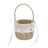 Maxbell Rustic Wedding Hessian Burlap Lace Flower Basket & Feather Ring Bearer Pillow 8"