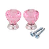 Maxbell 7x2Pcs Crystal Diamond Glass Cabinet Drawer Wardrobe Pull Handle Knobs  Pink