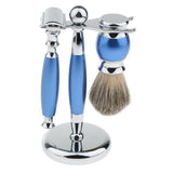 Maxbell Maxbell Luxury Shaving Set Safety Razor + Shaving Brush + Alloy Stand Holder Blue