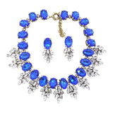 Maxbell Necklace Earrings Set Classic Fashion Bib Necklace for Anniversary Dance Mom Blue