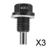 Maxbell 3xM12*1.5 Universial Black Anodized Magnetic Engine Oil Pan Drain Plug Screw
