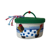Maxbell Cotton Rope Storage Basket with Lid Woven Basket for Office Supplies Green
