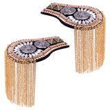 Epaulets Tassel Shoulder Boards Alloy for Clothing Unisex Gold