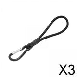 Maxbell 3xBungee Cord with Carabiner Elastic Rope Portable for Outdoor Tents Tarpaulin Black