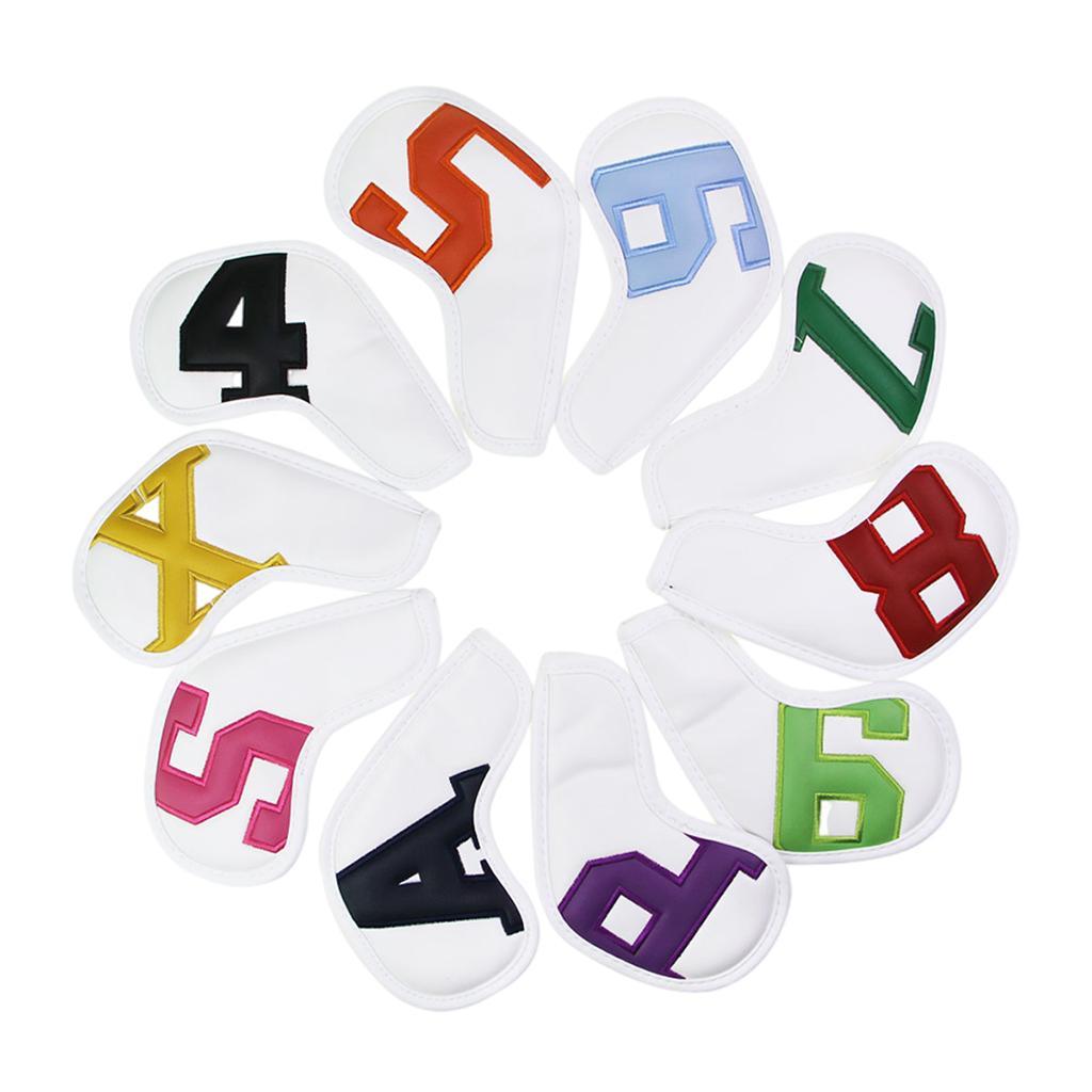Maxbell Maxbell 10Pcs Golf Iron Club Head Covers Waterproof Headcovers White Colorful