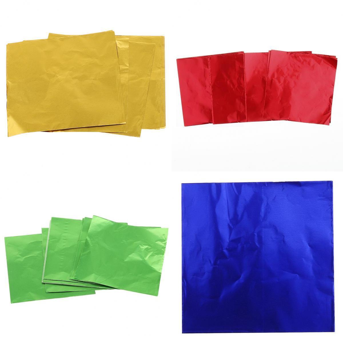 Maxbell Maxbell 400 Pieces Mixed Chocolate Lolly Party Foil Wrappers Confectionary 8cm Square Sweets Candy Package Foil Paper Sheets For Wedding Party Supplies