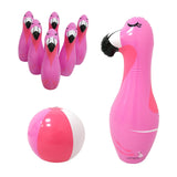 Maxbell Inflatable Bowling Set Toys Ball and Bowling Pins for Office Birthday Events flamingo