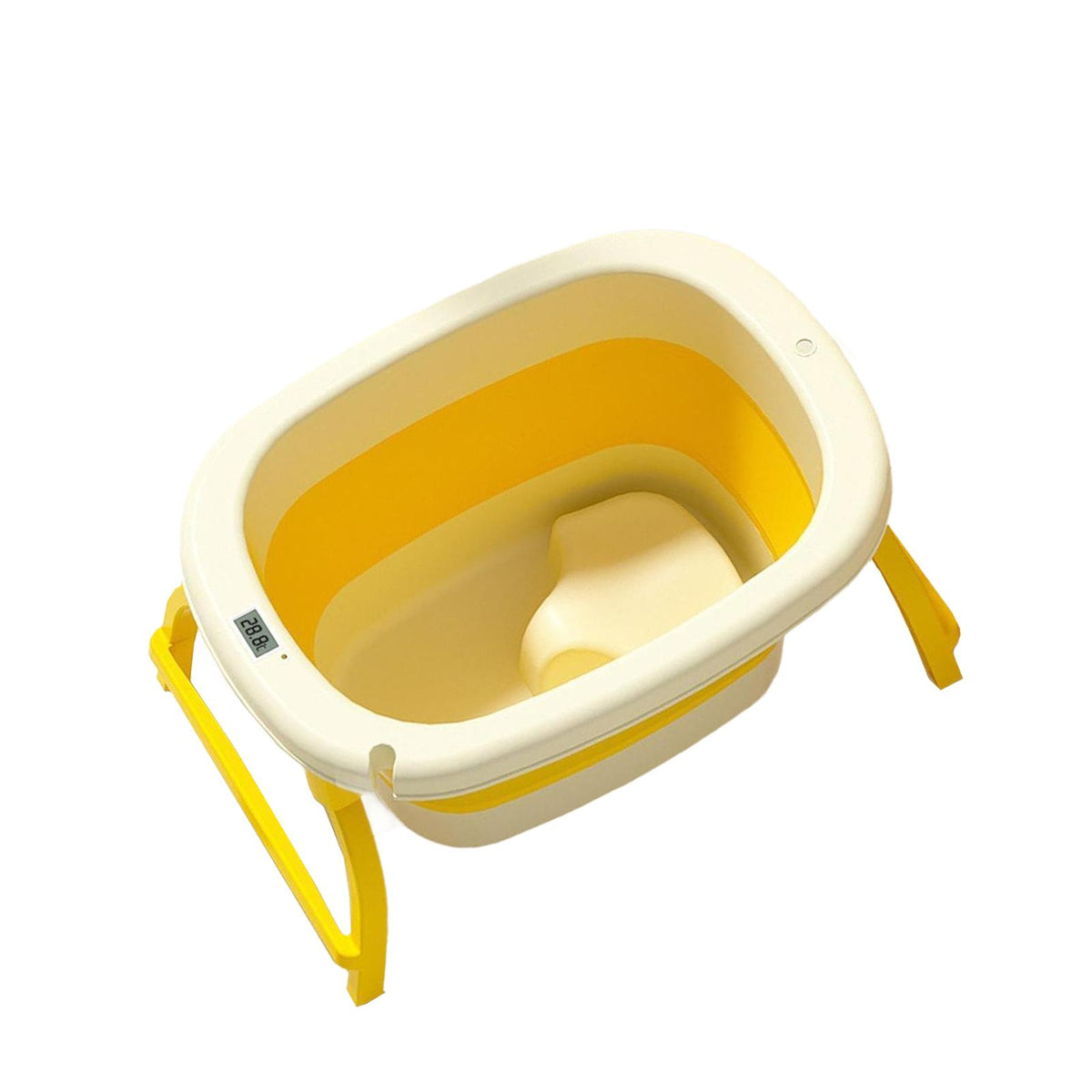 Maxbell Foldable Baby Bath Tub Freestanding Anti Slip Compact Bath Basin for Newborn Yelllow