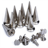 Maxbell 2x 10 Sets Nickel Plated Cone Screwback Spikes Studs Punk Rock Spike 25mm 19mm
