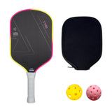 Maxbell Carbon Fiber Pickleball Paddle Trendy 2 Balls for Men Women Player Accessory Pink Yellow White