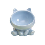 Maxbell Ceramic Cat Feeder Bowl Dish Cat Food and Water Raised Bowl for Dry Wet Food blue