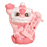 Maxbell Chinese Lion Statue Resin Crafts Desktop Ornament for Entryway Cabinet Shelf pink