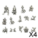 Maxbell 4x15pcs Assorted Vintage Antique Silver Alloy Dog Charms For Jewelry Making
