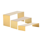 Maxbell 3 Pieces Riser Display Stands Display Shelf for Dessert Collectibles Perfume Brushed Gold