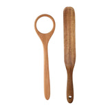 Maxbell Flat Wooden Turner Sourdough Bread Mixing Spurtle for Blending Mixing Frying C