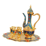 Maxbell Maxbell Turkish Teapot Set Wine Pot Antique with 6 Coffee Cup for Hotel Home Wedding blue
